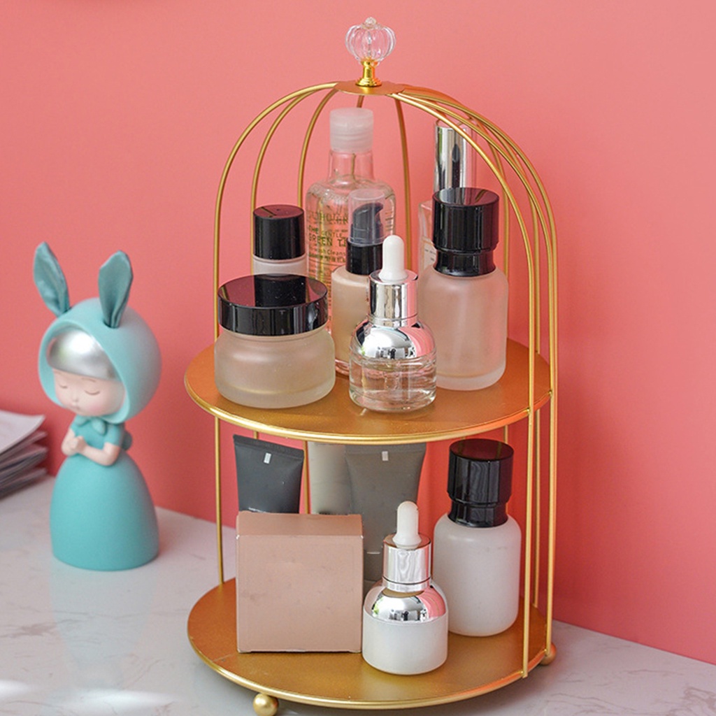 Giá đựng đồ/ mỹ phẩm JUJIAJIA bằng kim loại thiết kế lồng chim sang trọng cho phòng tắm tùy chọn kiểu dáng