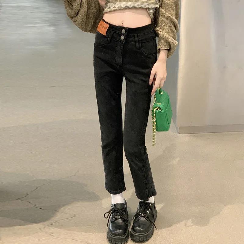 COZOK Quần jean xẻ tà lưng cao thời trang Versatile