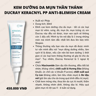 Kem dưỡng ducray keracnyl pp cho da mụn 30ml