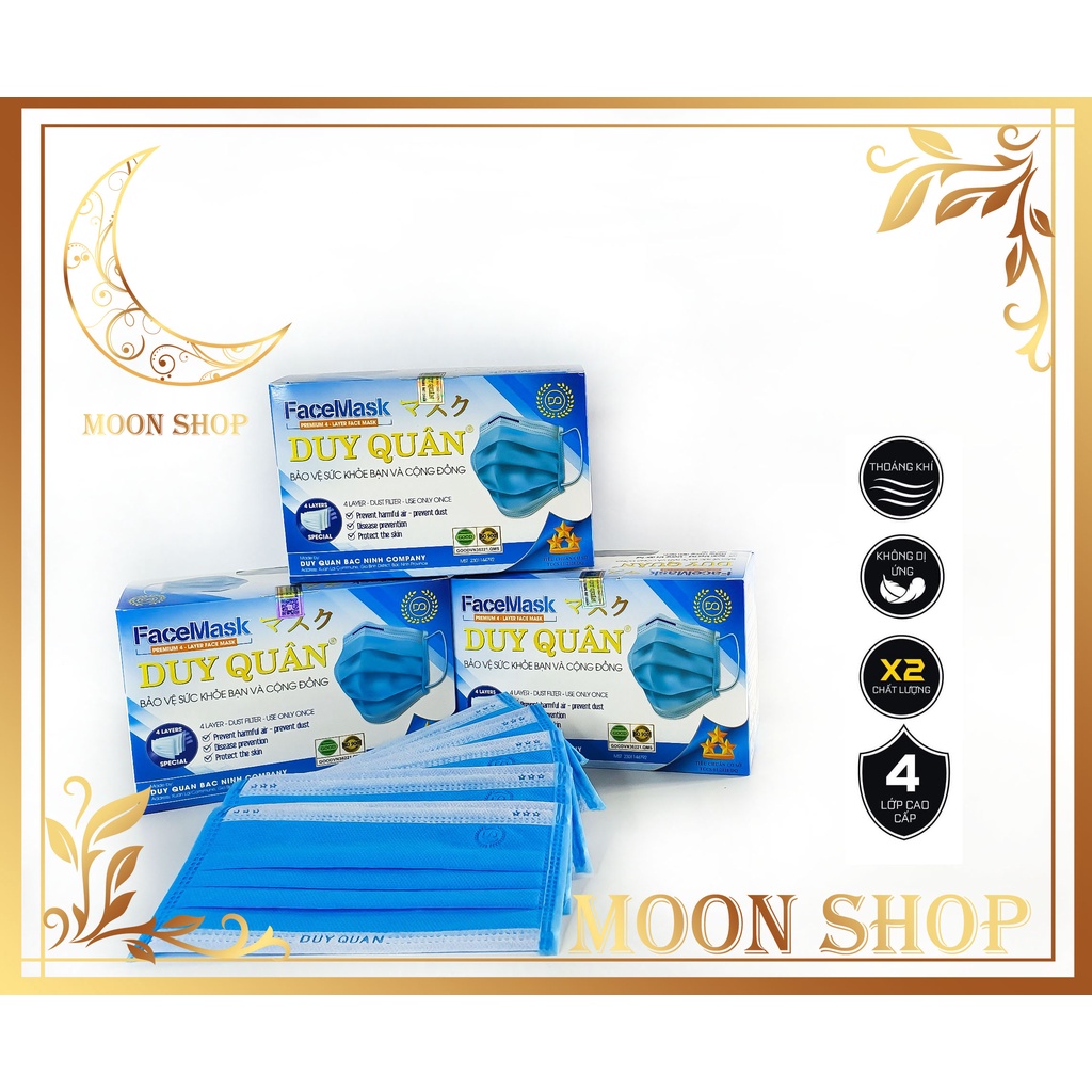 Hộp khẩu trang y tế 4 lớp Duy Quân màu Xanh 50 cái