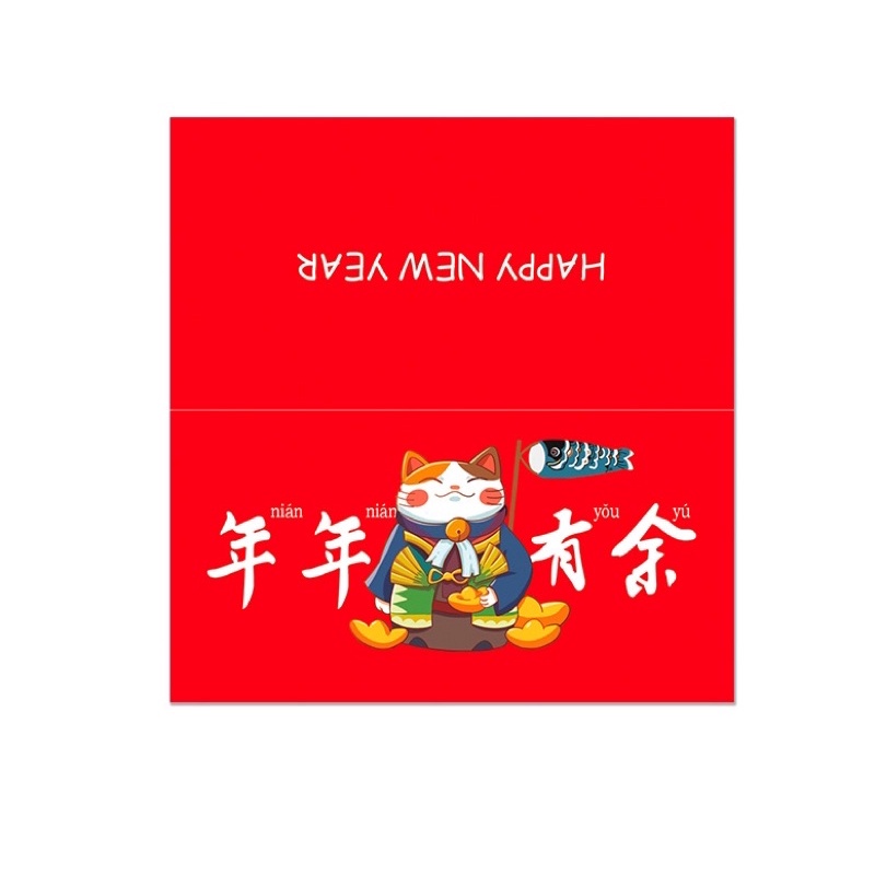 set 10 bộ túi kiếng và kẹp giấy thần tài, pé may mắn, mèo phát tài