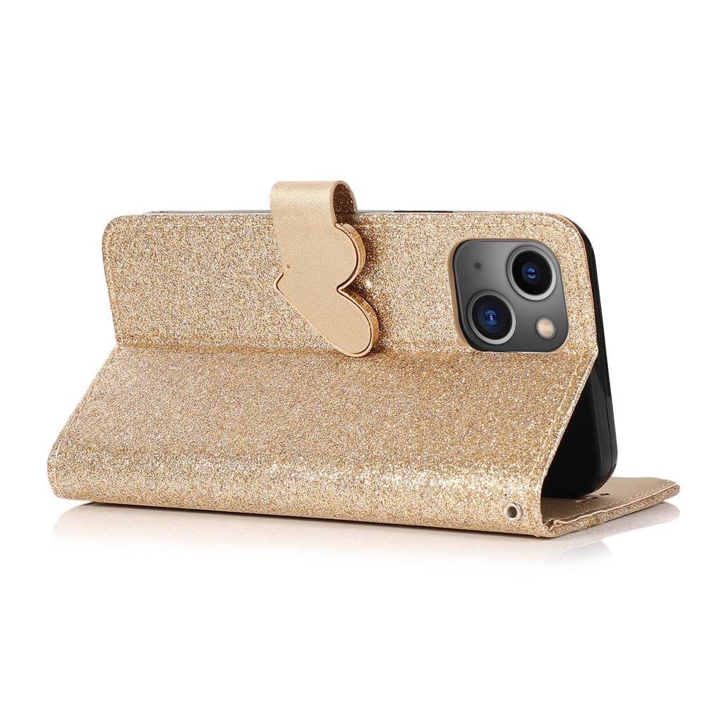 Bao Da Điện Thoại Nắp Lật Kèm Ngăn Đựng Thẻ Khóa Nam Châm In Hình Trái Tim Cho iphone 13 12 11 pro max x xr xs 7 8 plus Ốp