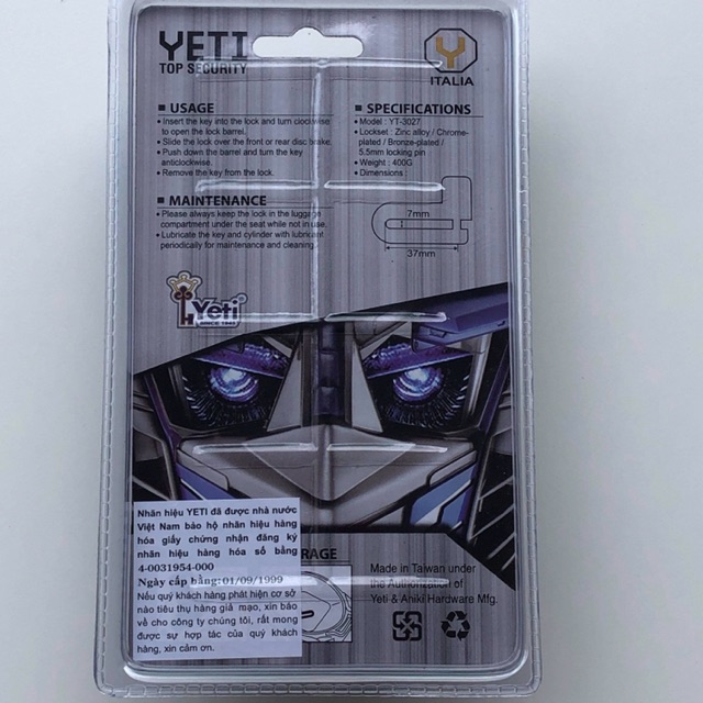 Khoá đĩa xe máy cao cấp Yeti chính hãng YT-3027