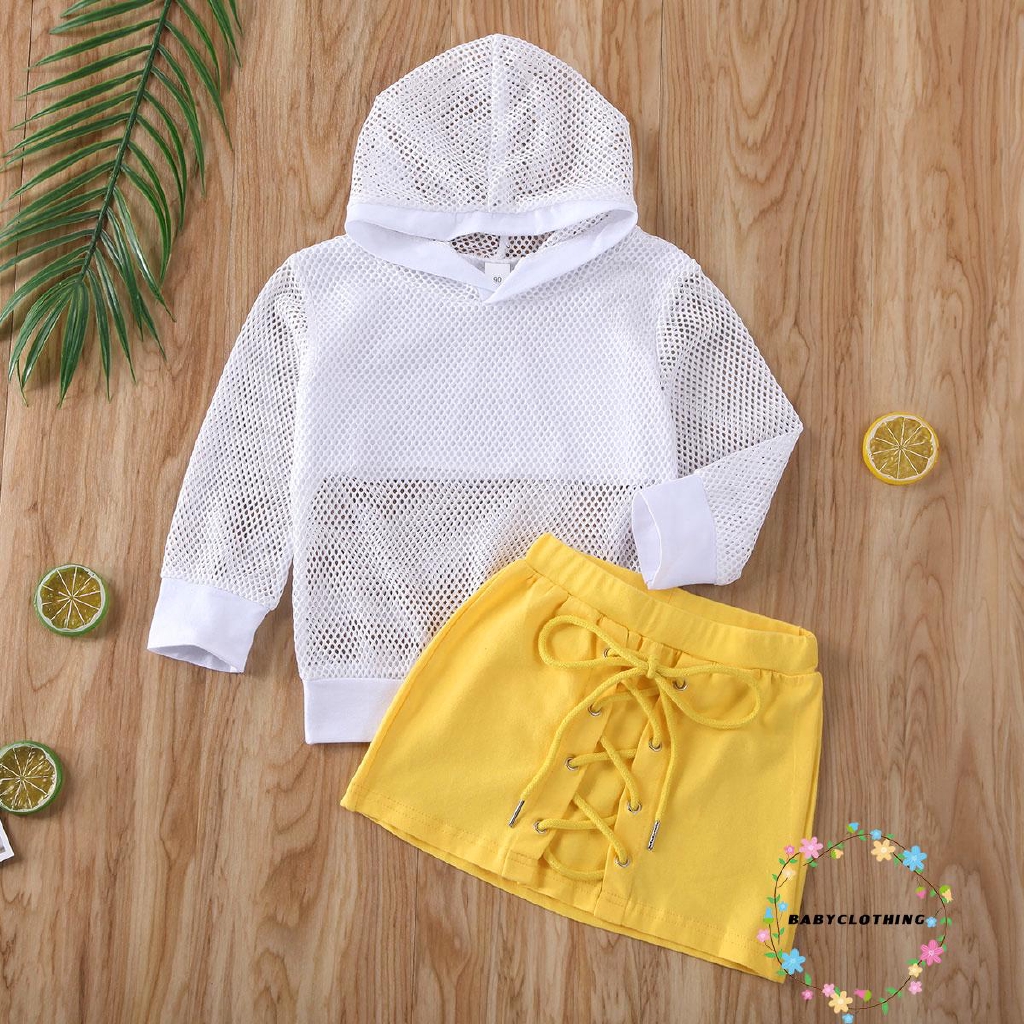 Áo hoodie dáng ôm + váy bút chì cho bé gái 1-6 tuổi