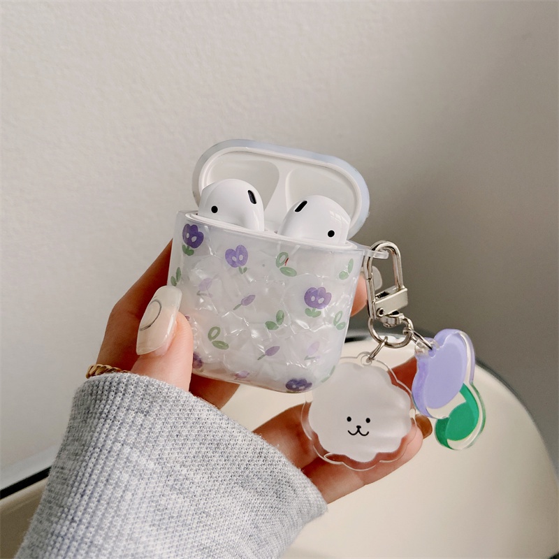 Vỏ bảo vệ hộp sạc tai nghe họa tiết hoa Tulip dễ thương thích hợp cho Airpods Pro 1/2