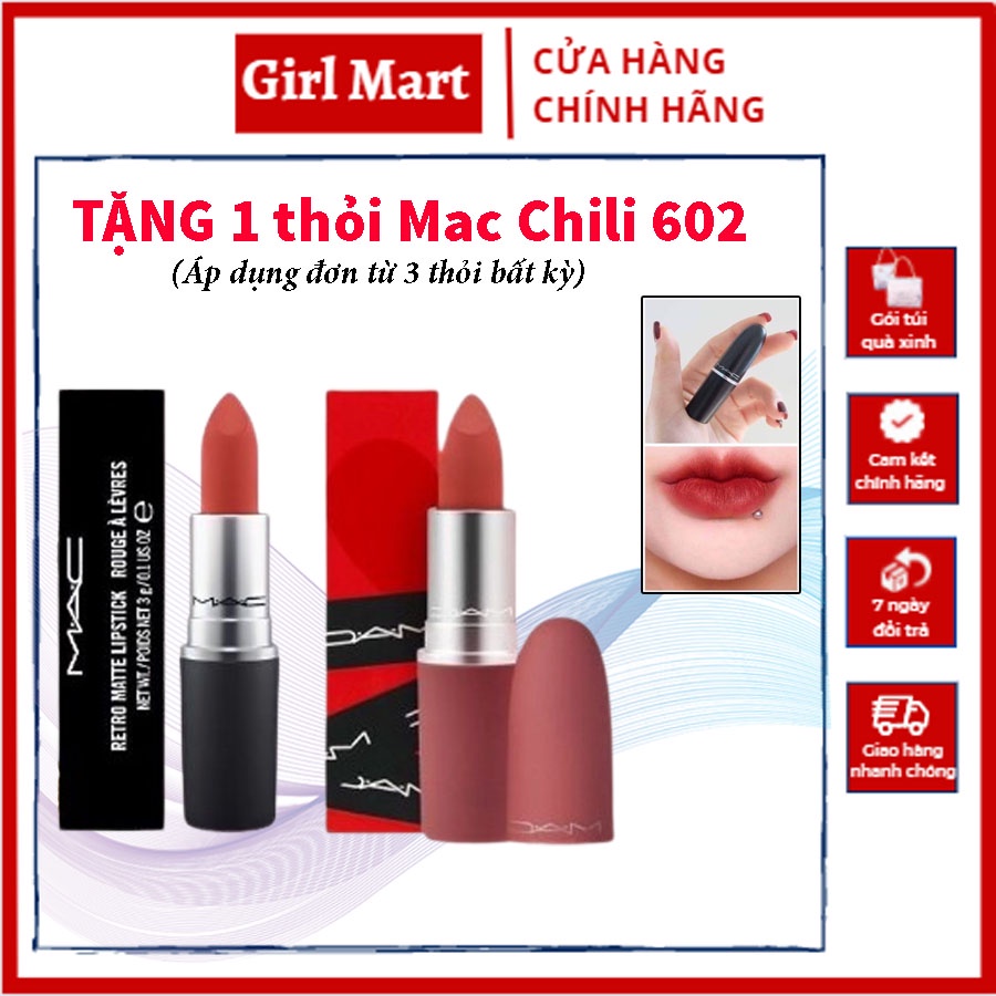 Son MAC chính hãng hơn 15 màu hot nhất Chili, Ruby Woo, Marrakesh màu đỏ gạch cam cháy chuẩn Auth date mới nhất