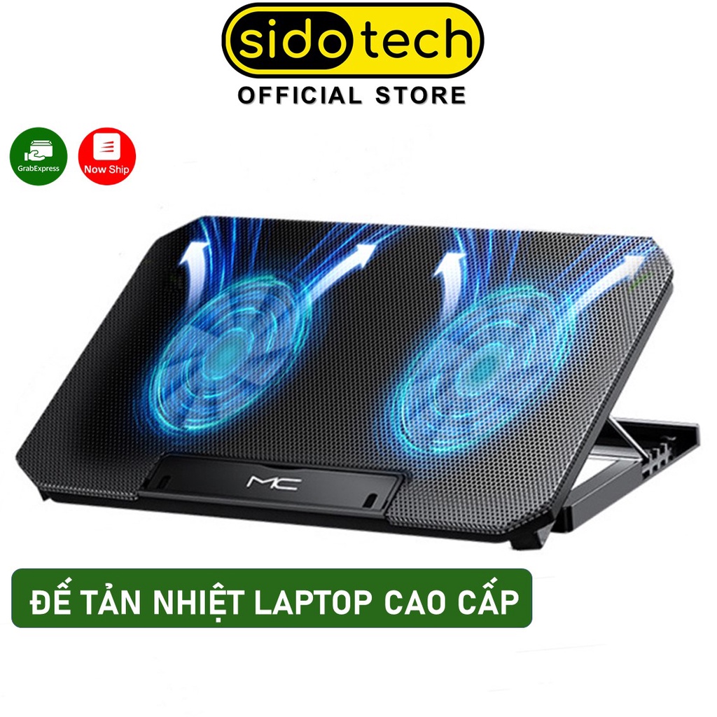 Đế tản nhiệt laptop máy tính bảng mcbook SIDOTECH Q100 làm mát nhanh đèn led gaming quạt chống ồn 4 mức chỉnh độ cao