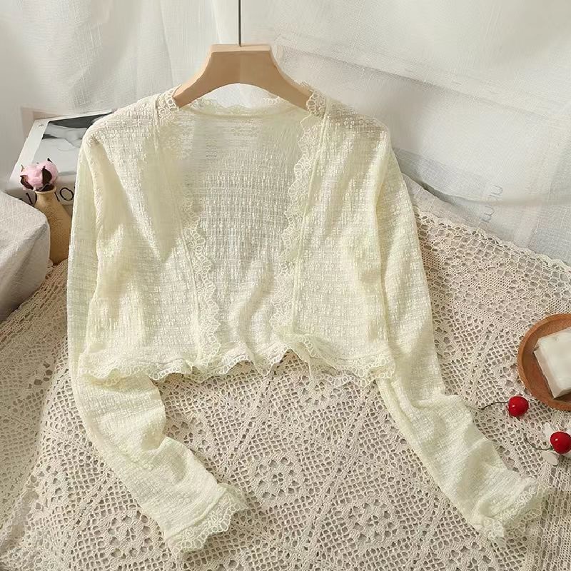 Áo Khoác Cardigan Ren Mỏng Dáng Ngắn Thời Trang Mùa Hè Dành Cho Nữ