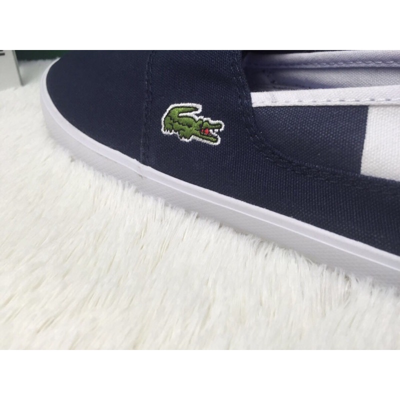 giày lười vải nam thêu logo hoạ tiết nhỏ lacoste