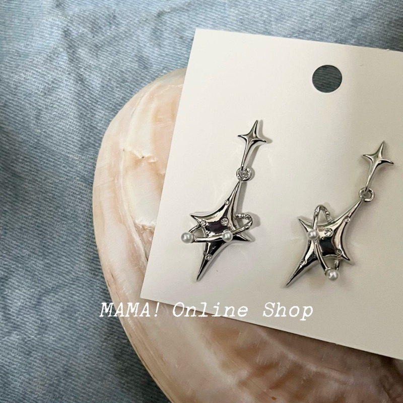 Niche Bông Tai Ngôi Sao Và awn Khảm Đá Ngọc Trai Phong Cách Chính Hãng