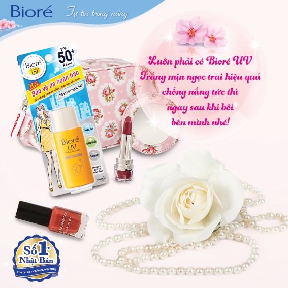 Sữa Chống Nắng Trắng Da Ngọc Trai Bioré UV Perfect Block Milk White SPF50 PA+++ 25ml