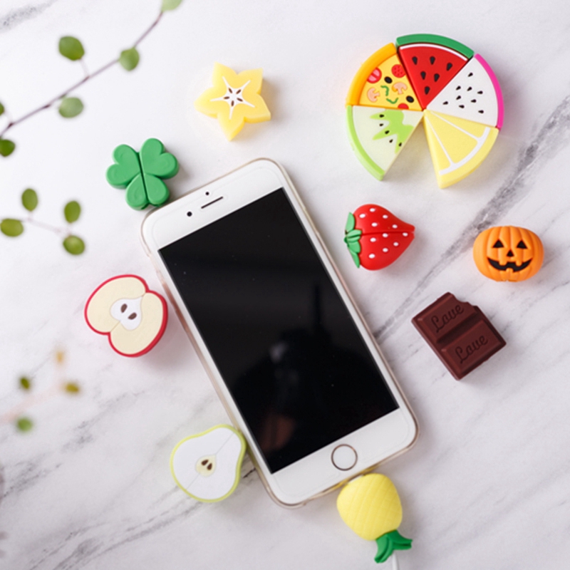 Phụ kiện bảo vệ đầu dây cáp sạc Usb hình trái cây dễ thương xinh xắn
