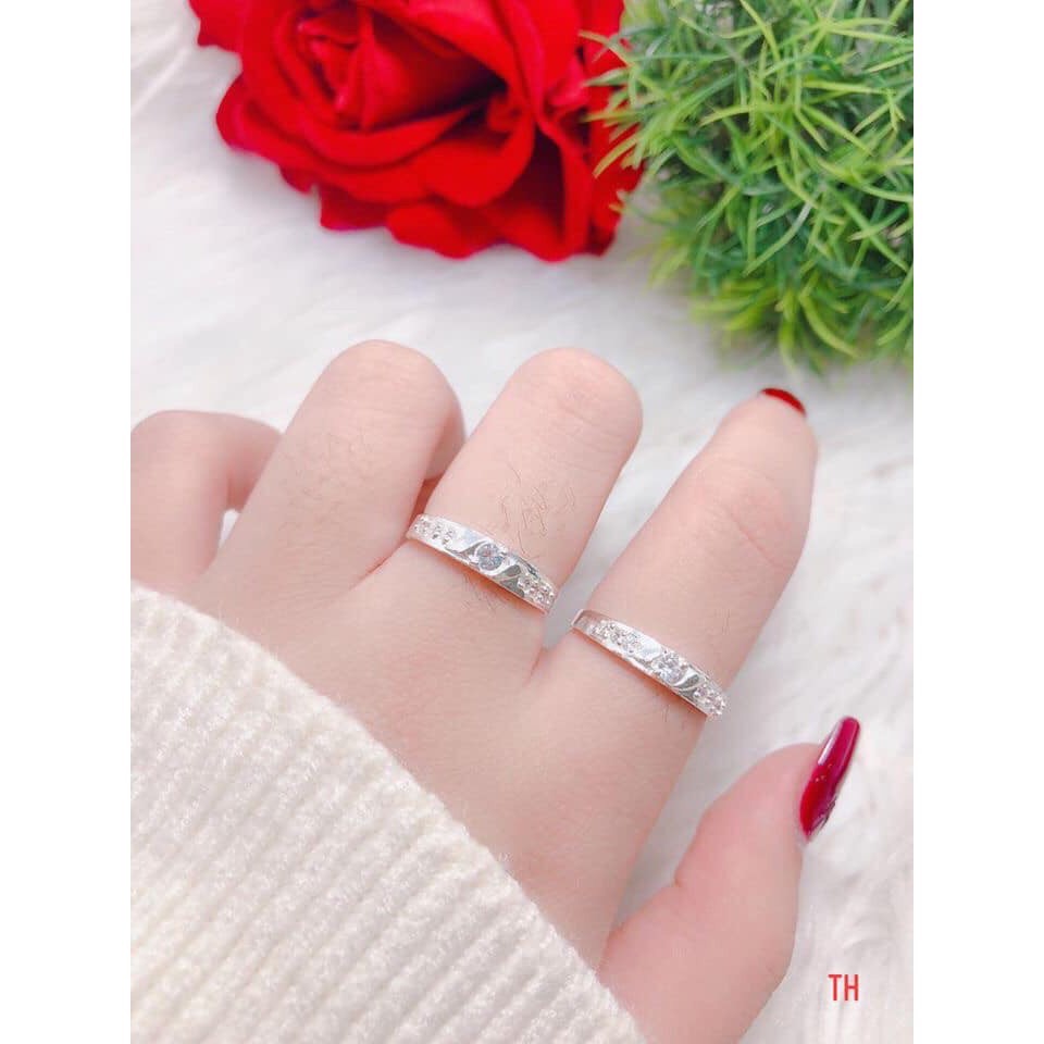 Nhẫn cặp đôi bạc thật giá rẻ gắn đá thời trang - Kho sỉ bạc Nhất Linh