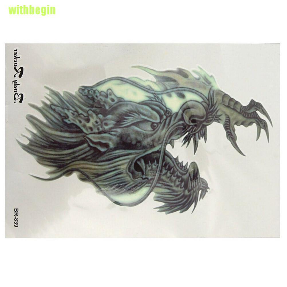 (Hàng Mới Về) Hình Xăm Dán Tạm Thời Hình Đầu Rồng 3d Chống Nước Có Thể Tháo Rời