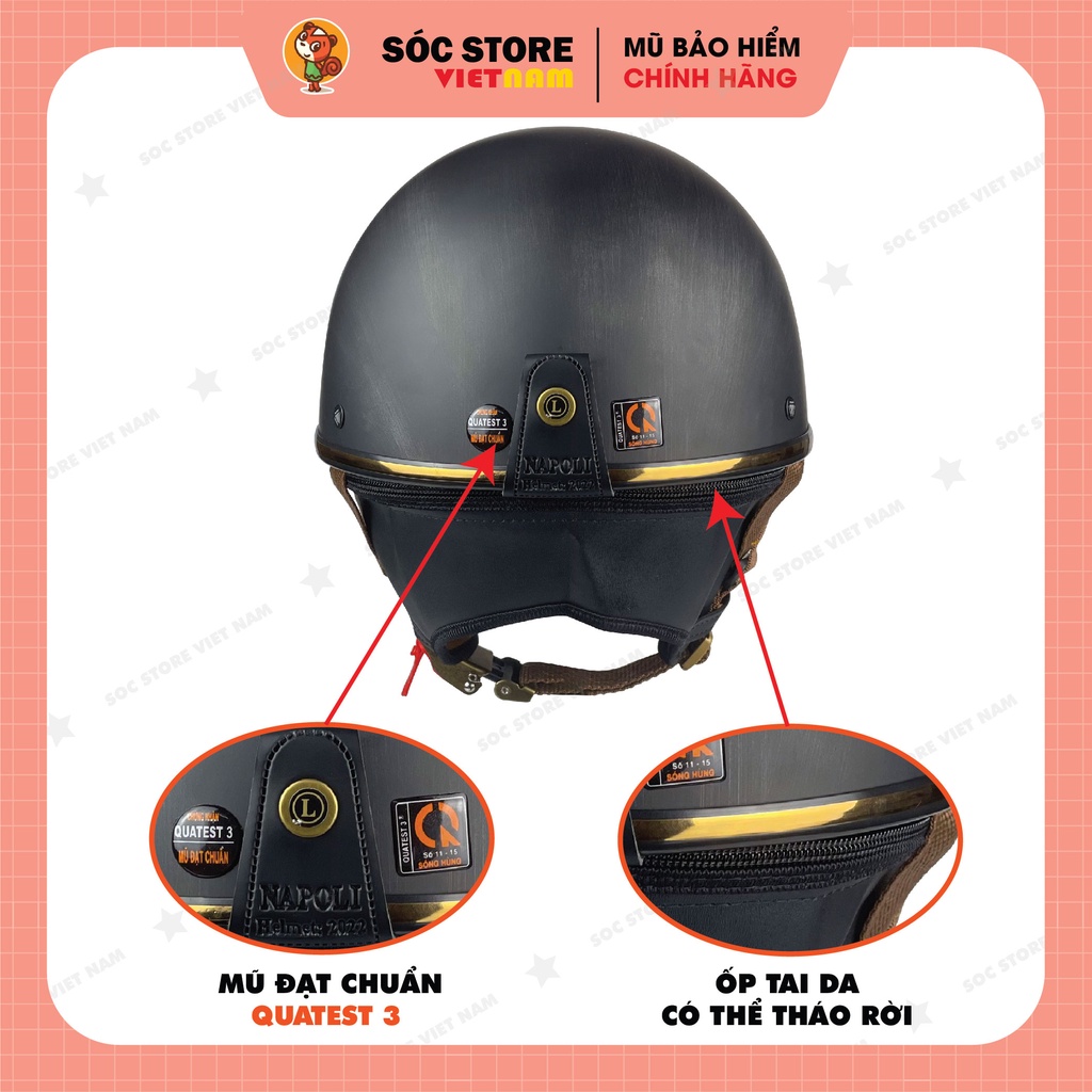Mũ bảo hiểm nửa đầu Pug Version Harley, nón bảo hiểm 1/2 Sóc Store Vietnam chính hãng