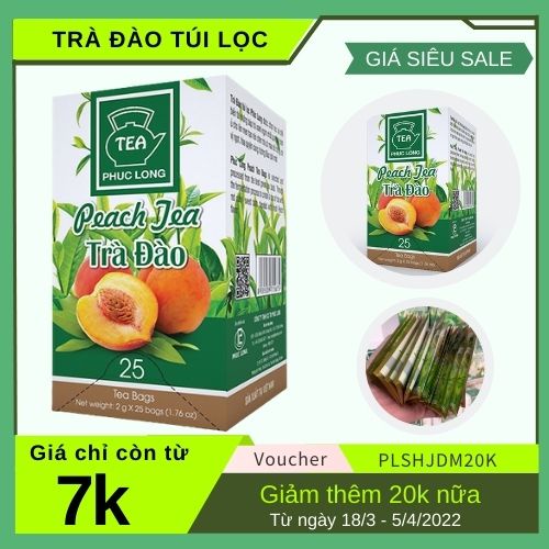 Trà đào túi lọc phúc long 1 hộp x 25 gói [Giao Hỏa Tốc]