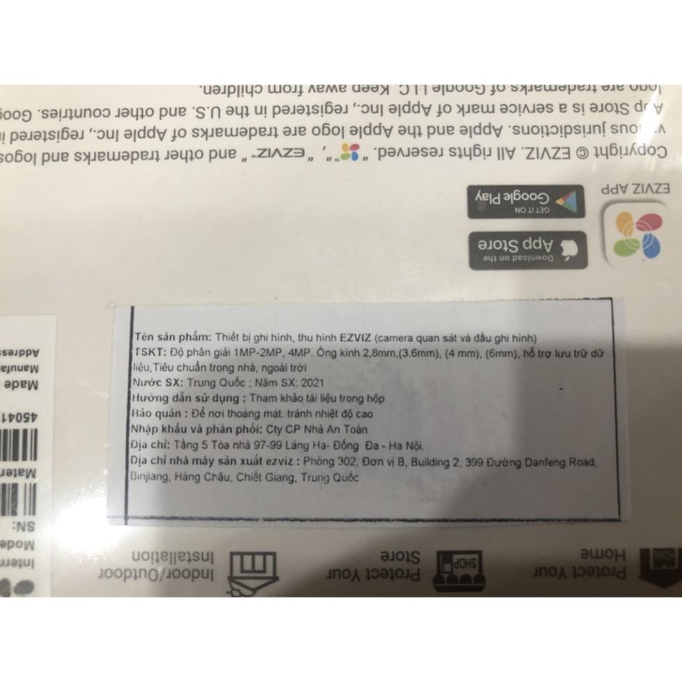 Camera wifi ngoài trời màu ban đêm Đàm thoại- chính hãng, AI nhận diện người Ezviz C3TN 3MP C3N 2MP