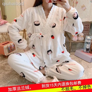 Đồ ngủ & Đồ mặc nhà áo lót không bộ pijama nữ đồ bộ lụa satin□11 Bộ đồ ngủ bà bầu bằng lông cừu san hô quần áo g