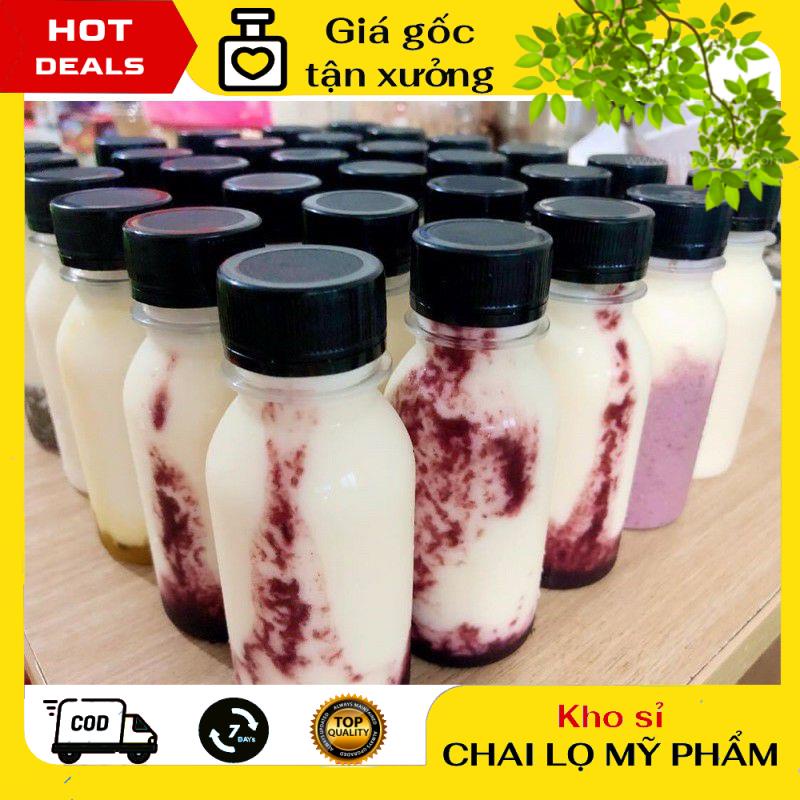 [GIÁ TẬN GỐC] Chai nhựa 100ml, 330ml cổ rộng đựng trà sữa, nước trái cây, sữa chua, mỹ phẩm, phụ kiện du lịch