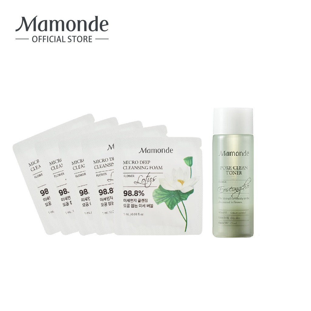 [HB GIFT] Bộ sản phẩm làm sạch lỗ chân lông Mamonde Micro Deep Cleansing Foam 1mlx5 + Pore Clean Toner 25ml | WebRaoVat - webraovat.net.vn