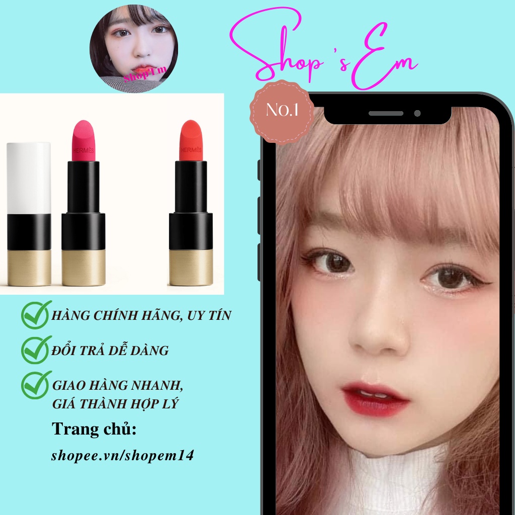 Son Hermes Satin Lipstick minisize 1.2g thiết kế biểu tượng siêu sang chảnh với bờ môi mềm mại bền màu