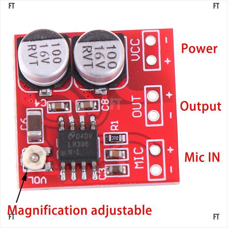 <FT> DC 5V-12V LM386 electret microphone power amplifier board gain 200 times mic amp