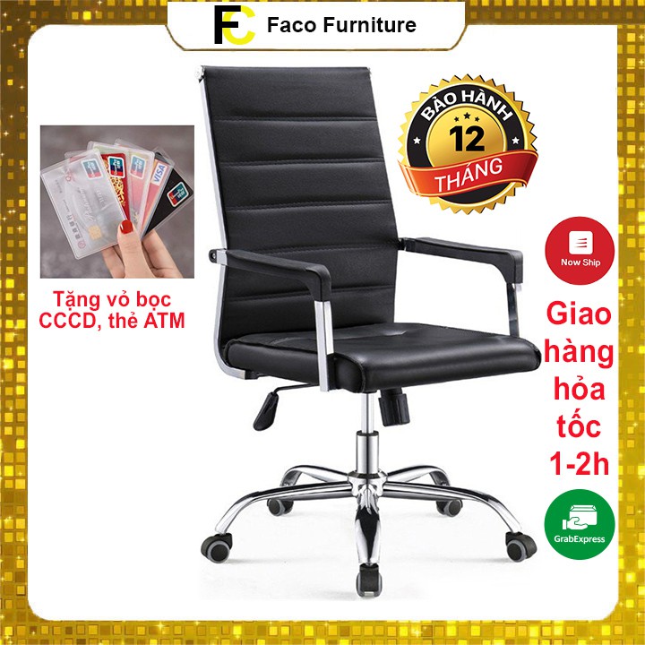 Ghế xoay văn phòng da lưng cao tựa đầu, kiểu dáng sang trọng, thanh lịch giúp nâng đỡ cột sống