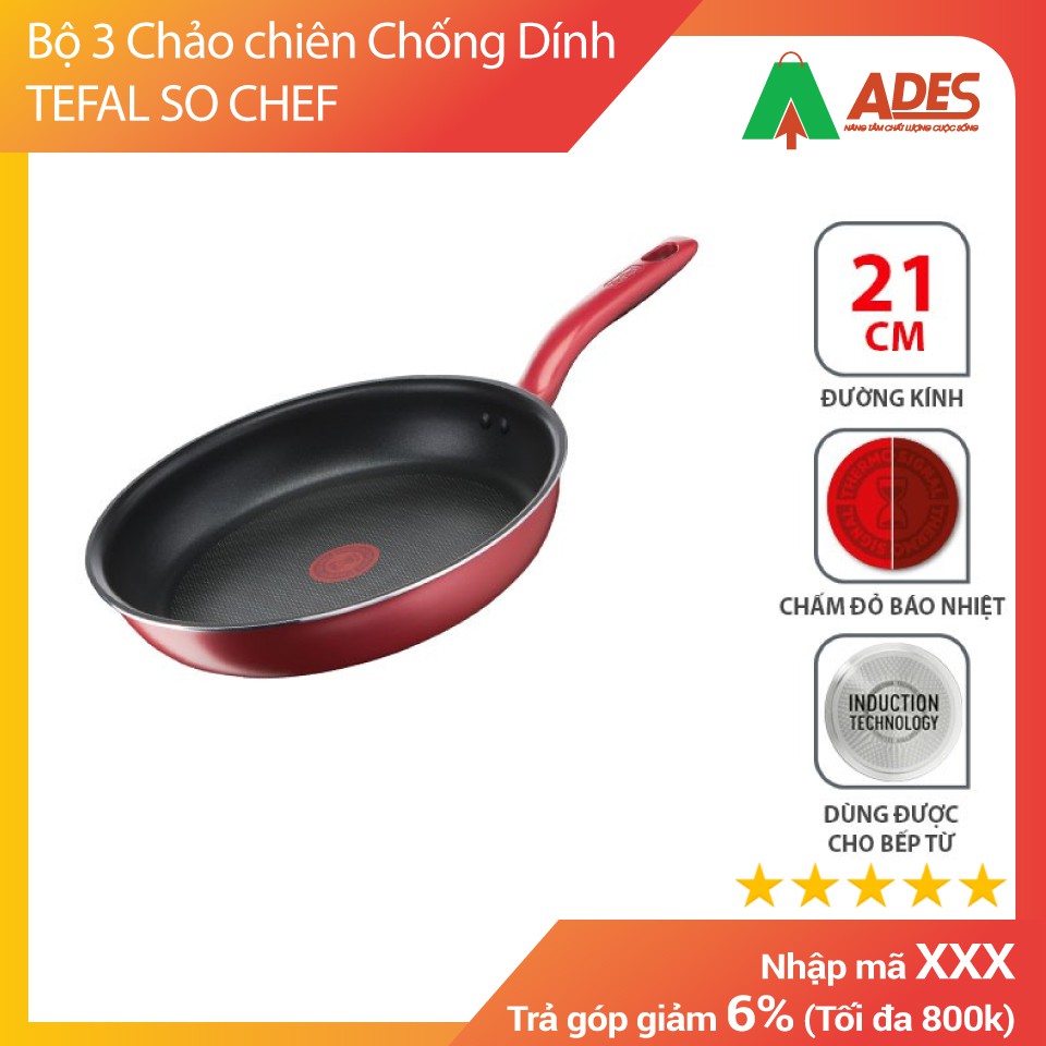 Bộ 3 Chảo chiên Chống Dính TEFAL SO CHEF 21cm 24cm 28cm