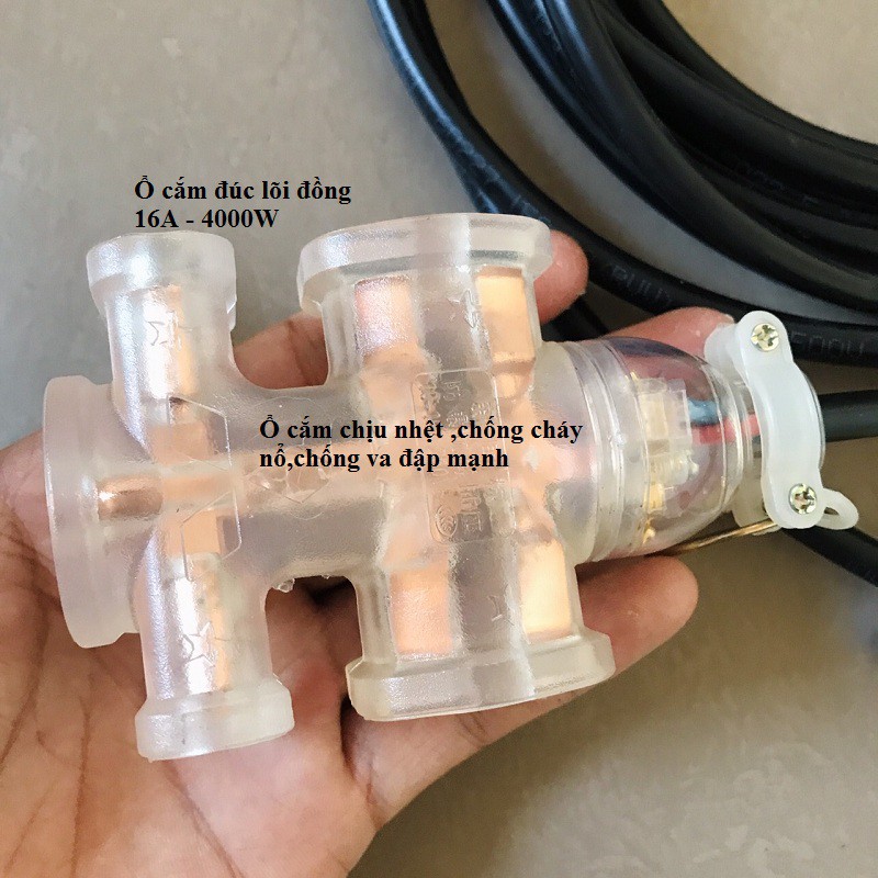 Cuộn Dây điện chính hãng 15m dây kèm ổ cắm đúc ,có đèn phích cắm không vở siêu chặt siêu bền