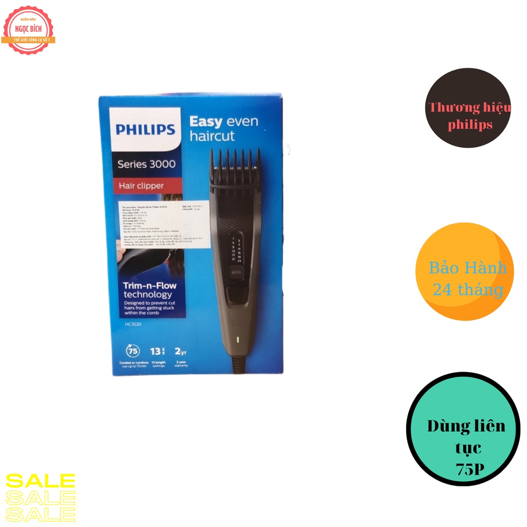 Siêu Sales Tông đơ cắt tóc Philips HC-3520 cắt tóc người lớn , trẻ em - Hàng chính hãng bảo hành 2 năm