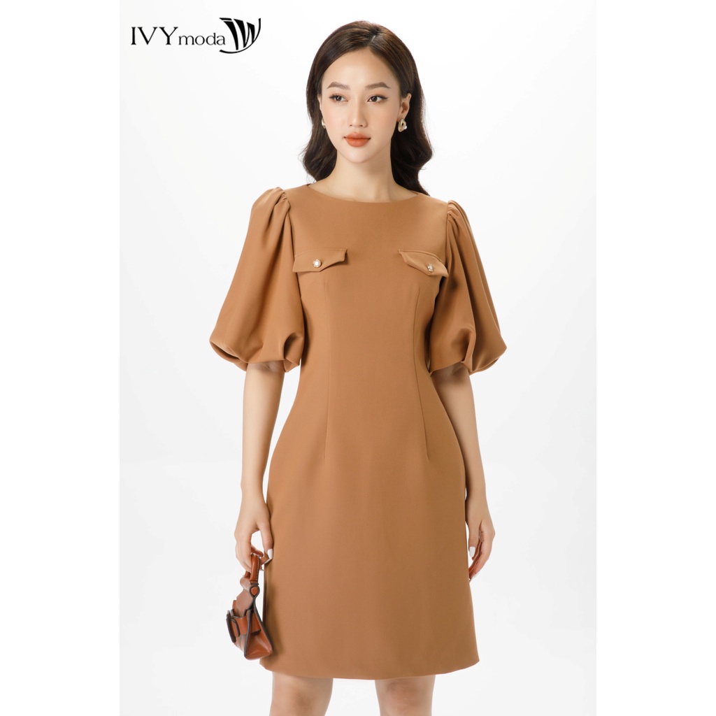 Đầm tay bồng chữ A IVY moda MS 48T0130