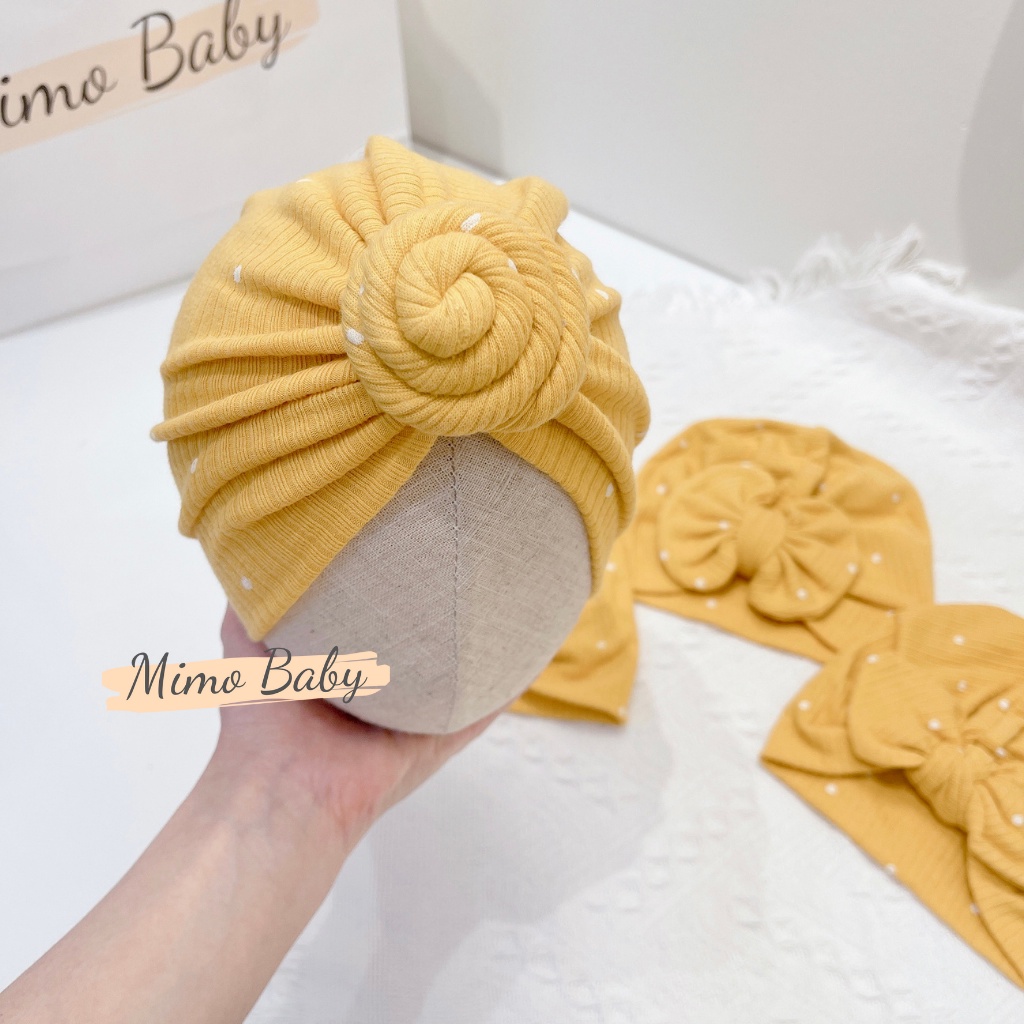 Mũ nón turban nền vàng chấm bi đáng yêu cho bé gái 6-10kg MTB83 Mimo Baby