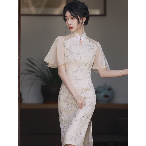 Sườn xám thời trang phong cách Trung Hoa mùa hè duyên dáng cho phái nữ