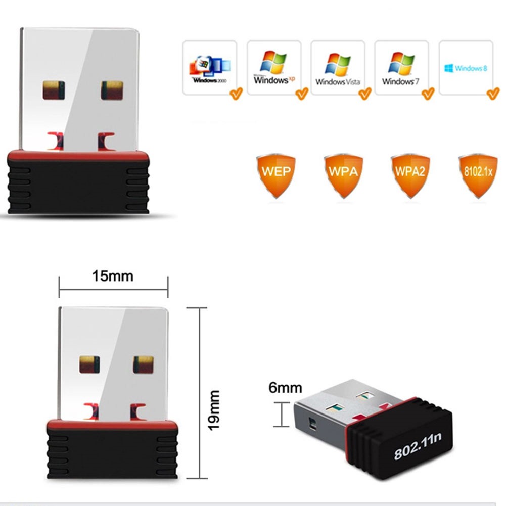 Đầu thu wifi không dây mini cổng USB 2.0 tốc độ cao 150Mbps
