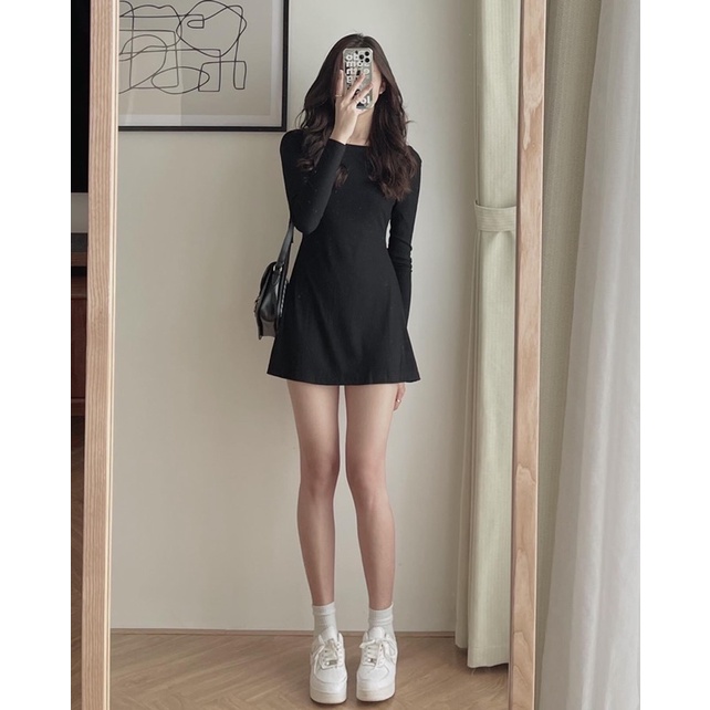 ĐẦM THUN GÂN TAY DÀI XOÈ NHẸ