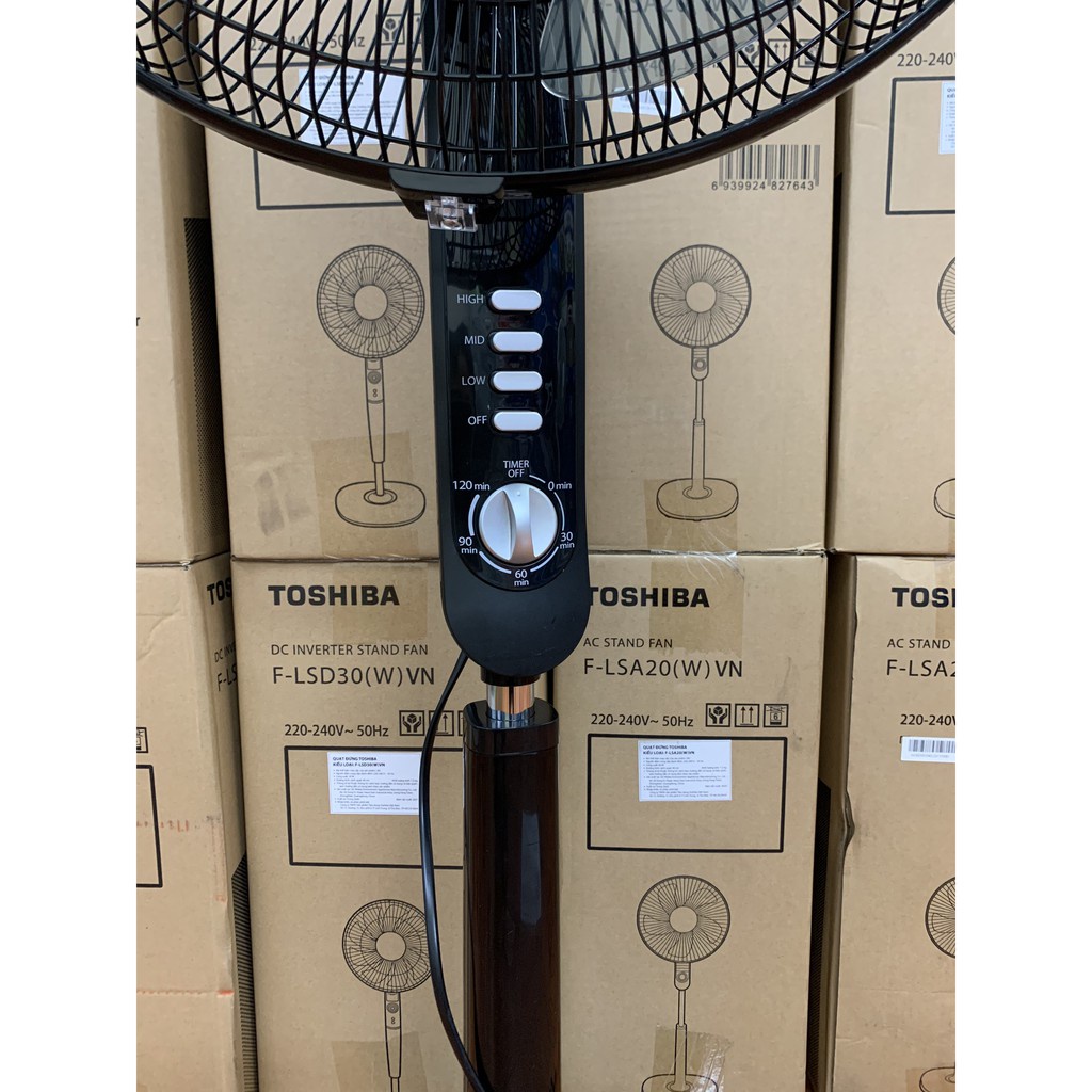 Quạt điện cây đứng cao cấp Toshiba F-LSA10(K)VN 50W tiết kiệm điện màu đen, ghi sáng, hàng chính hãng bảo hành 12 tháng
