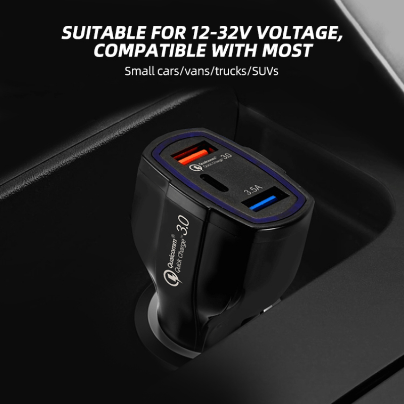 Tẩu sạc nhanh HdoorLink QC3.0 3.5A USB C trên xe hơi cho Xiaomi Huawei Samsung