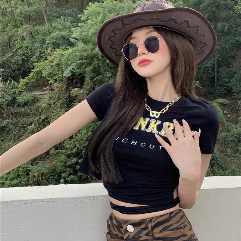 ULZZANG Set áo croptop buộc eo + quần ống loe hoạ tiết vằn ngưa FASHIONITA 2021 hot Tiktok | BigBuy360 - bigbuy360.vn