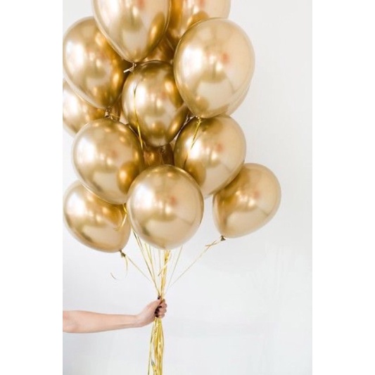 Set bóng trang trí sinh nhật tone màu bạc vàng gold, tặng kèm dải dây kết bóng thành chùm y hình M81