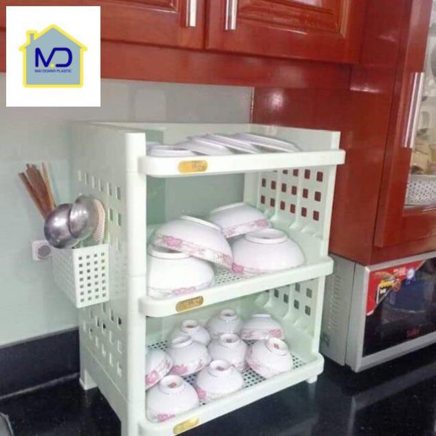 (hot) Kệ (trạn) úp chén, bát đĩa 3 tầng nhựa Việt Nhật cao cấp5528-3