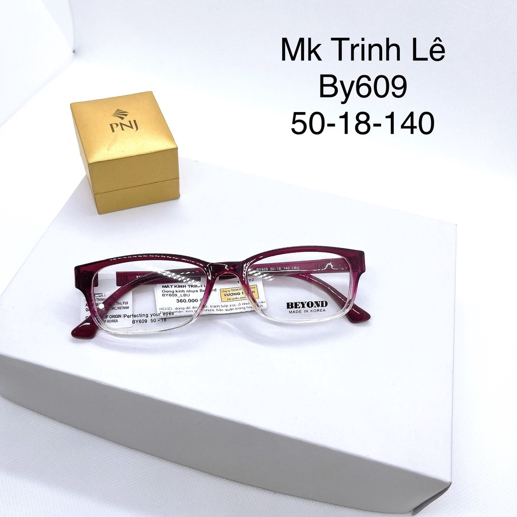 Gọng kính cận nhựa dẻo TR90 BY609 màu đỏ Hàn Quốc mắt kính Trinh Lê- tặng hộp