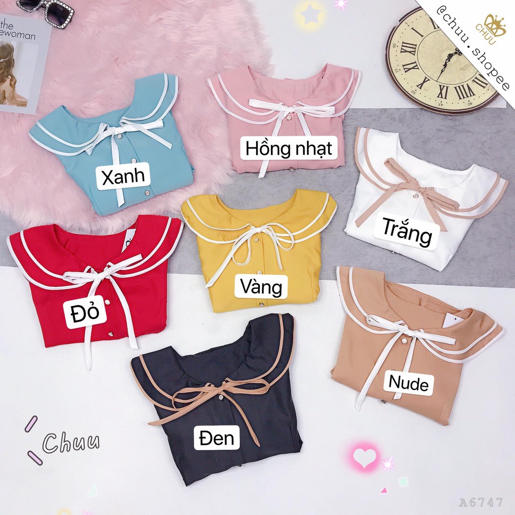 [ Mã WASTRUN4 giảm 10% tối đa 30K đơn 99K] Áo sơ mi cổ bèo nơ, áo cổ sen 2 tầng công sở nữ tính CHUU A6747 | BigBuy360 - bigbuy360.vn