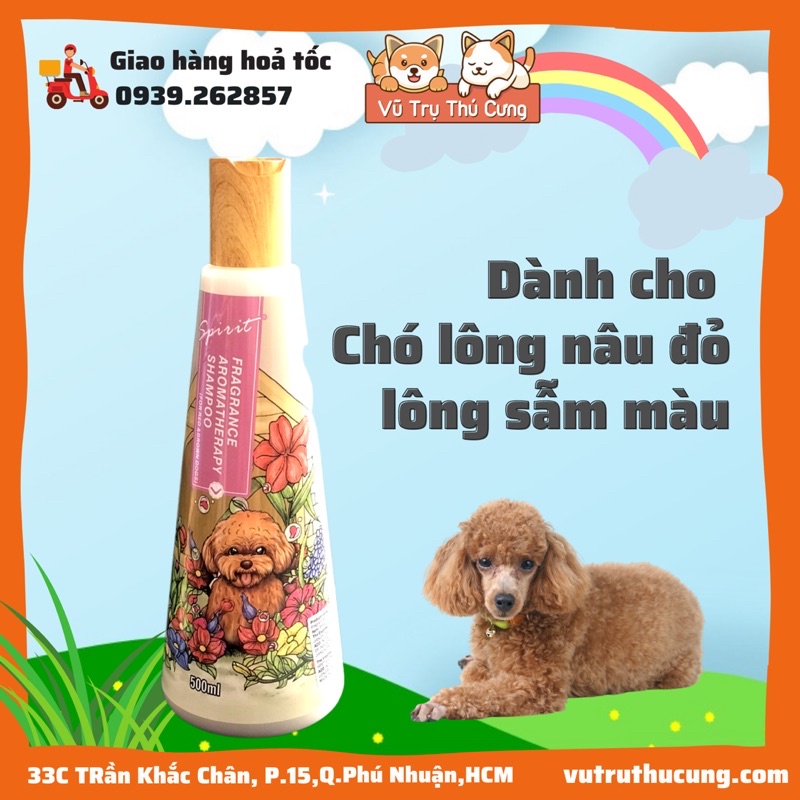 Sữa tắm nước hoa cho Chó Mèo SPIRIT | Sữa tắm nắp gỗ khử mùi, thơm lâu cho Chó Mèo 500ml