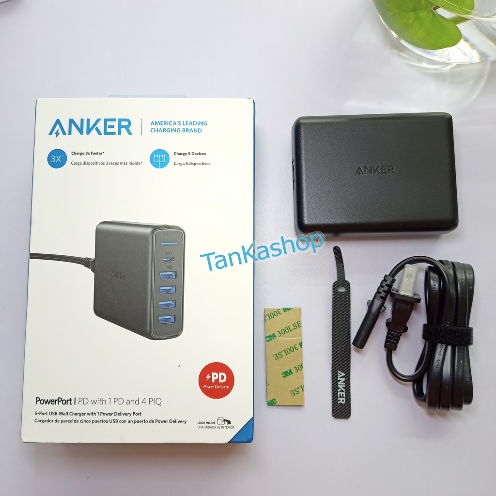 Sạc ANKER PowerPort Speed 5 60w , 1 USB-C PD , 5 USB A IQ - A2056