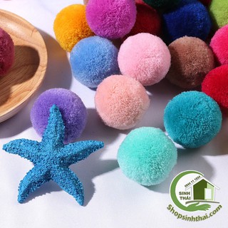 Bịch 10 cục bông len tròn nhiều màu - 3,5cm