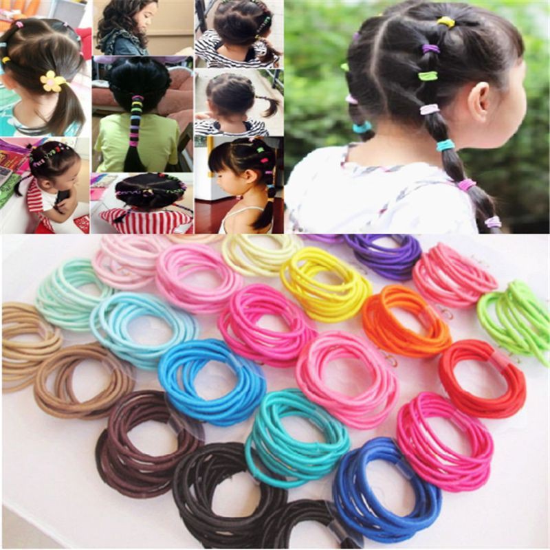 Bộ 100 dây cột tóc co dãng nhiều màu sắc đầy cá tính