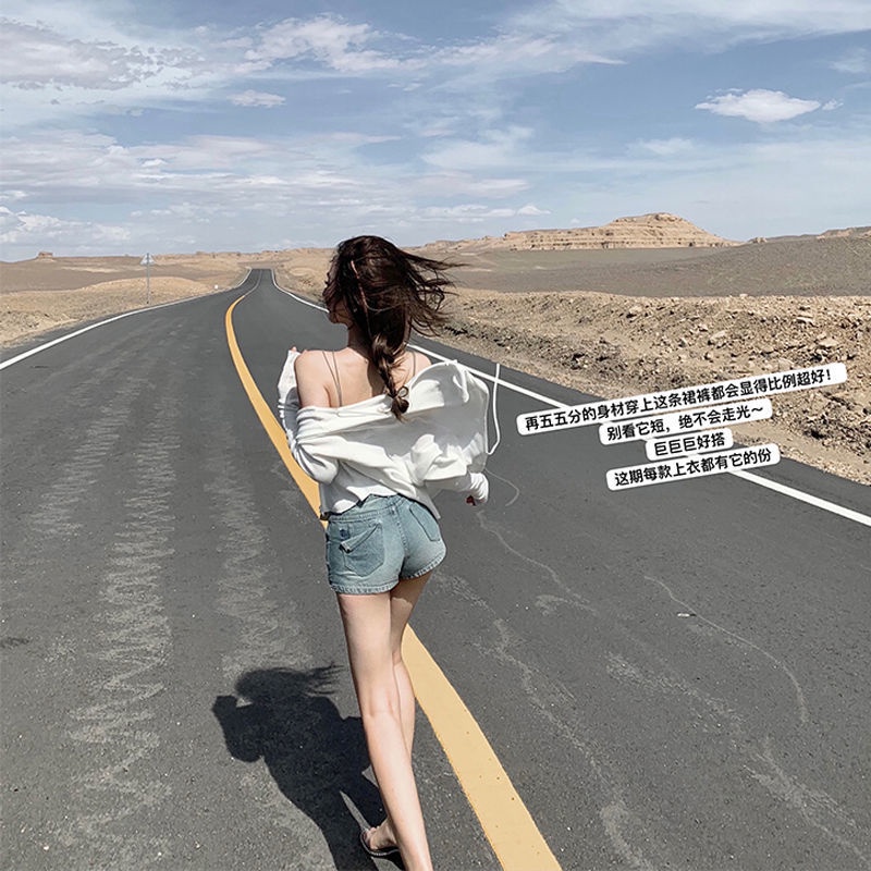 COZOKC COZOK Chân váy jean COZOK dáng chữ A ngắn lưng cao dễ phối đồ thời trang