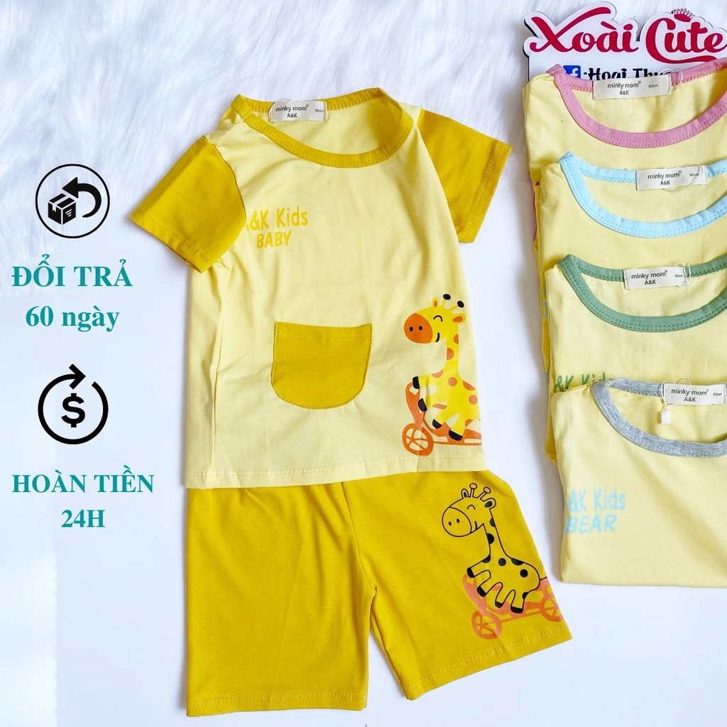 Đồ bộ thun cotton cho bé gái bé trai, vải loại 1 hình in chắc chắn không bong khi giặc