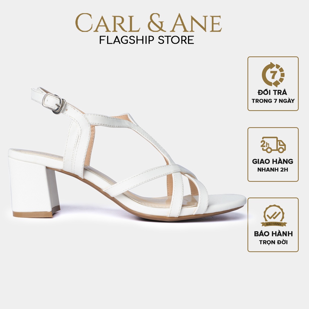 Carl &amp; Ane - Giày sandal phối dây mũi cao 5cm màu trắng _ CS002