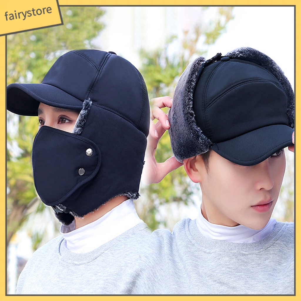 Mũ Lưỡi Trai Phủ Tai Kèm Khẩu Trang Giữ Ấm Cho Nam
